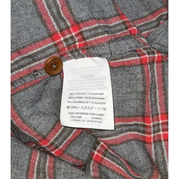 J. Crew 2P Button Down Women's Gray Plaid Long Sleeve Dark Academia Academic - Picture 4 of 5